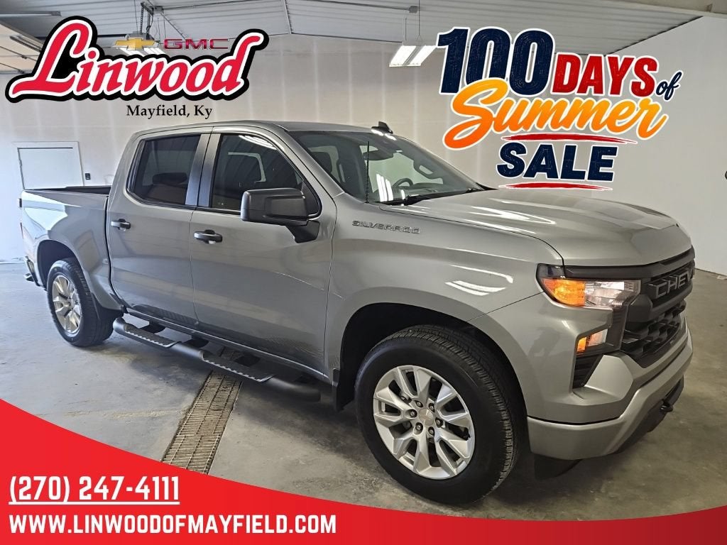 2024 Chevrolet Silverado 1500 Custom in Sterling Gray Metallic — front three-quarter view