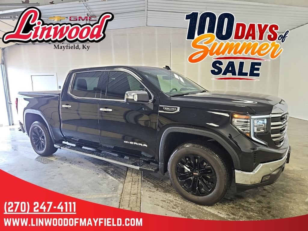 2025 GMC Sierra 1500 SLT in Onyx Black — front three-quarter view