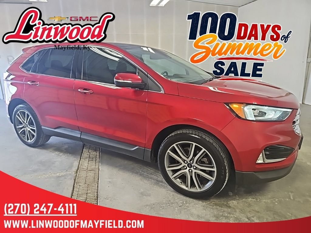 2021 Ford Edge Titanium in Red — front three-quarter view