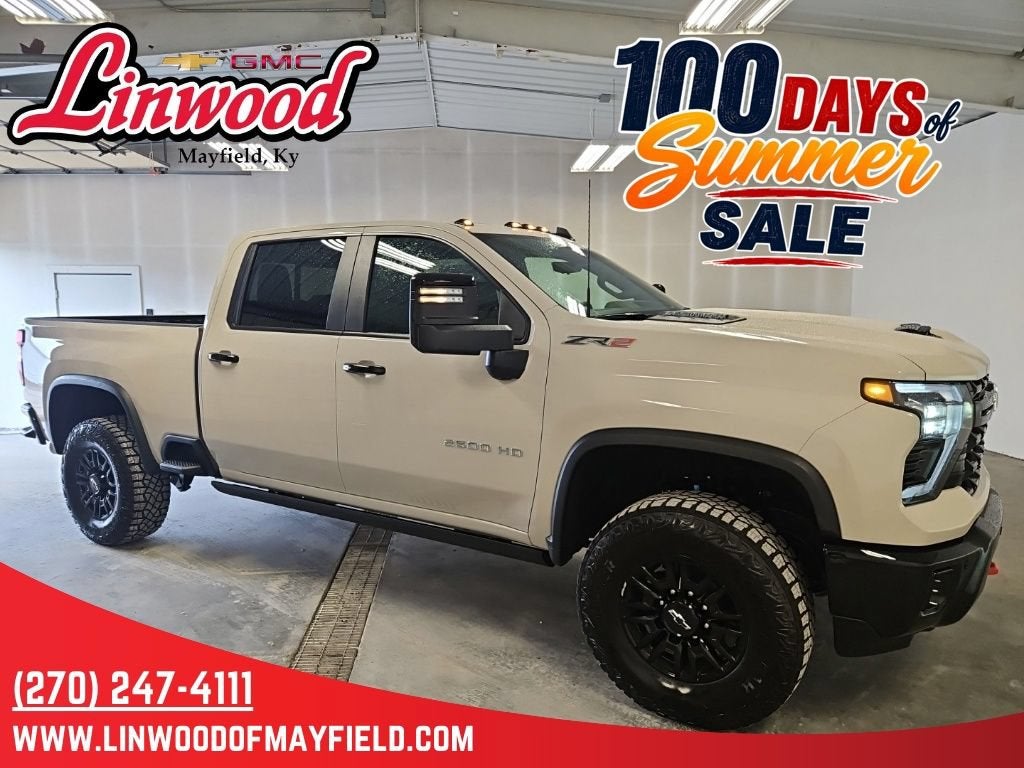 2026 Chevrolet Silverado 2500 HD ZR2 in White Sands — front three-quarter view