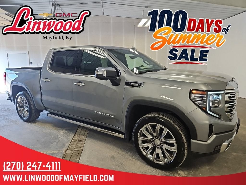 2025 GMC Sierra 1500 Denali in Sterling Metallic — front three-quarter view