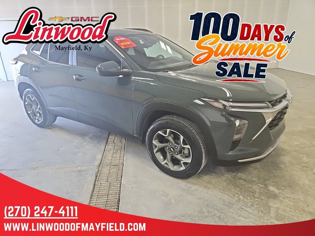 2025 Chevrolet Trax LT in Cypress Gray — front three-quarter view